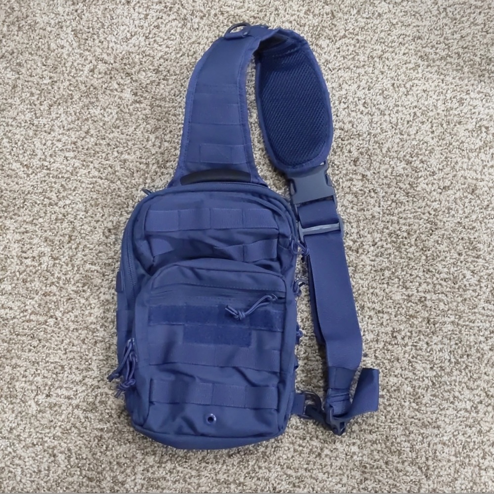 Red Rock tactical military style sling pack bag navy blue
